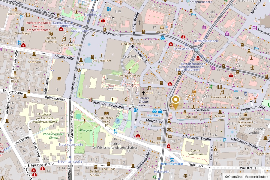 Karte mit der Lage des Restaurants Jaipur in der Gerberau, Freiburger Altstadt